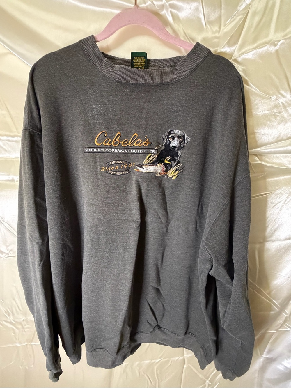 Cabelas Mens 3XL Tall Sweatshirt Black Lab Duck Hunting Embroidered Gray 3XLT